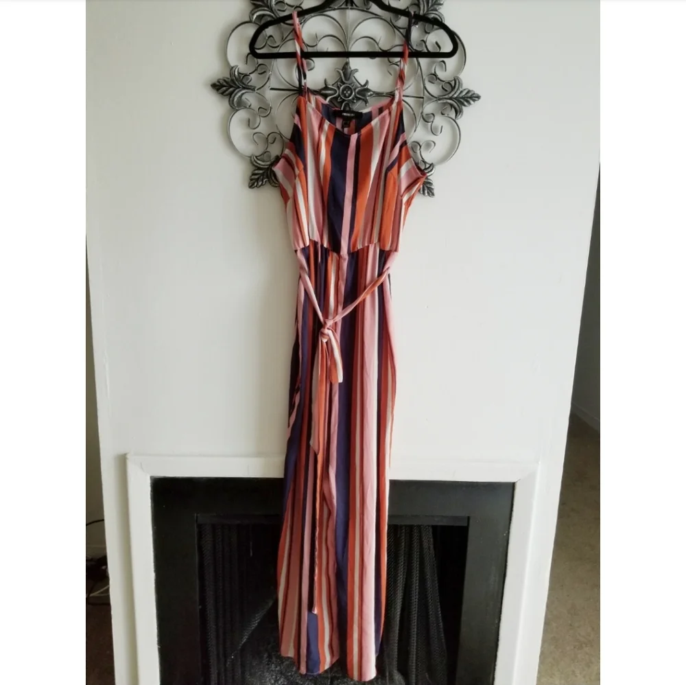 Forever 21+ Multi Colored Striped Wide Leg Jumpsuit - Picture 3 of 6